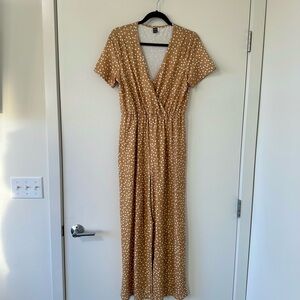 White Gold Plunge Neck Jumpsuit
